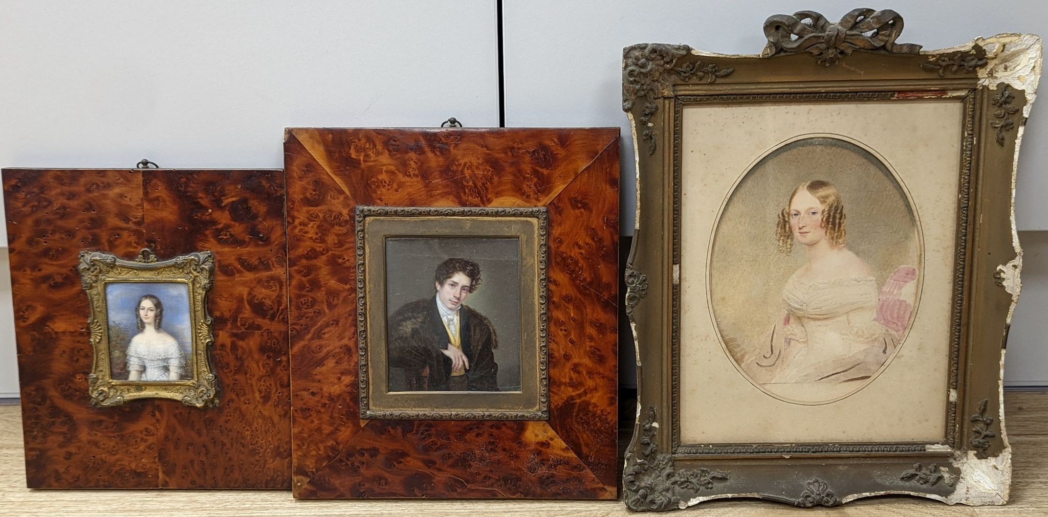 Moritz Michael Daffinger (1790-1849), Portrait of Hermine Metternich, 17 x 13cm and two later Viennese miniatures on ivory